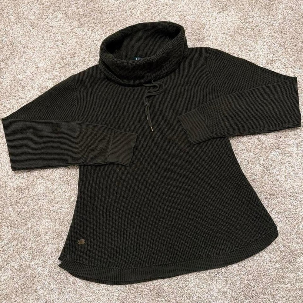 Lauren Ralph Lauren Military Waffle Knit Cowl Neck Sweater | Olive Green | L